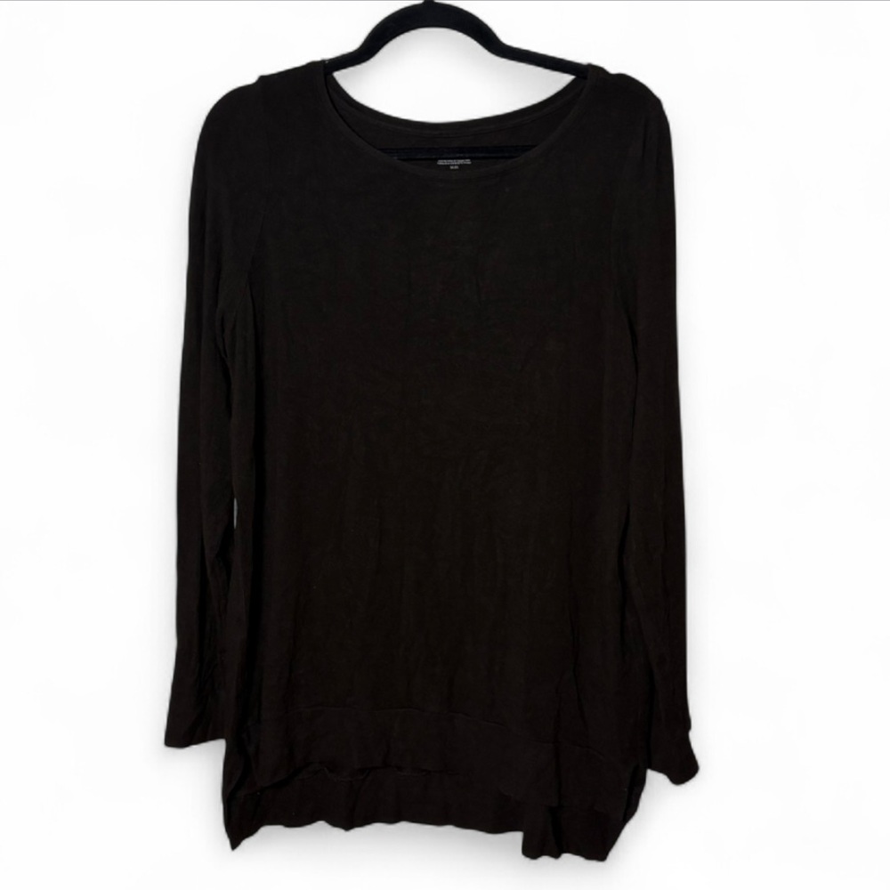 Eileen Fisher Brown Long Sleeve Top Medium Italian Yarn Soft Minimalist